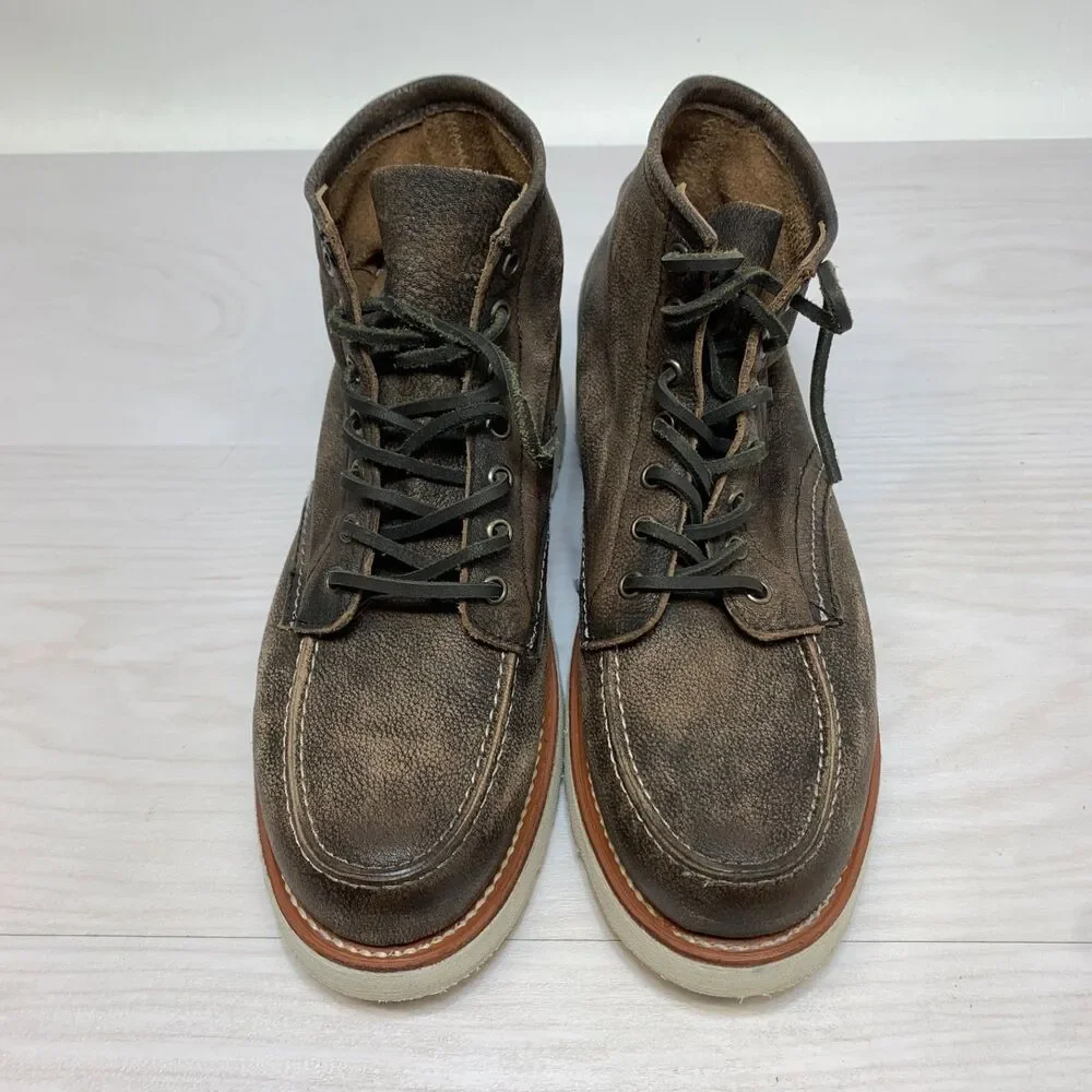 FREEBIRD Men's‎ Size 9 CARBON Ankle Boots Brown Leather Work Rawhide Laces